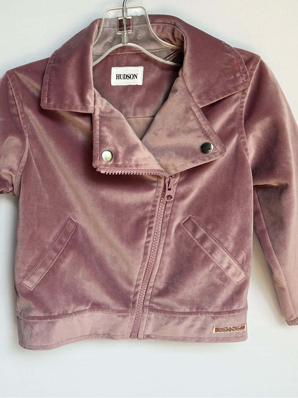 Hudson Jeans Girls Dusty Rose Velvet Moto Jacket